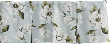 Magnolia Floral Lined Pleat Valance - Blue Split P - The Fox Decor